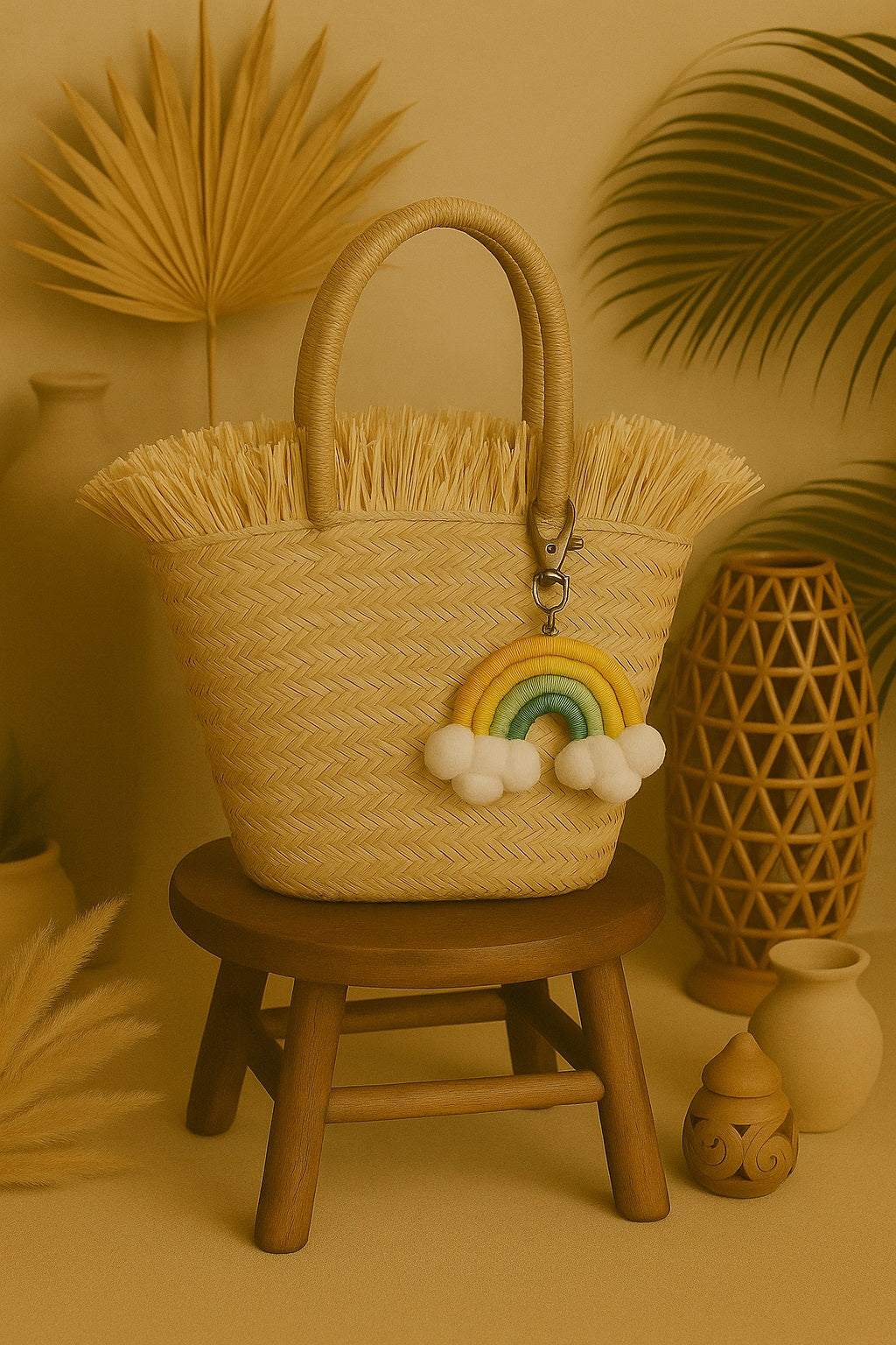 Arc-en-ciel de couleur : un accessoire tissé et fait main