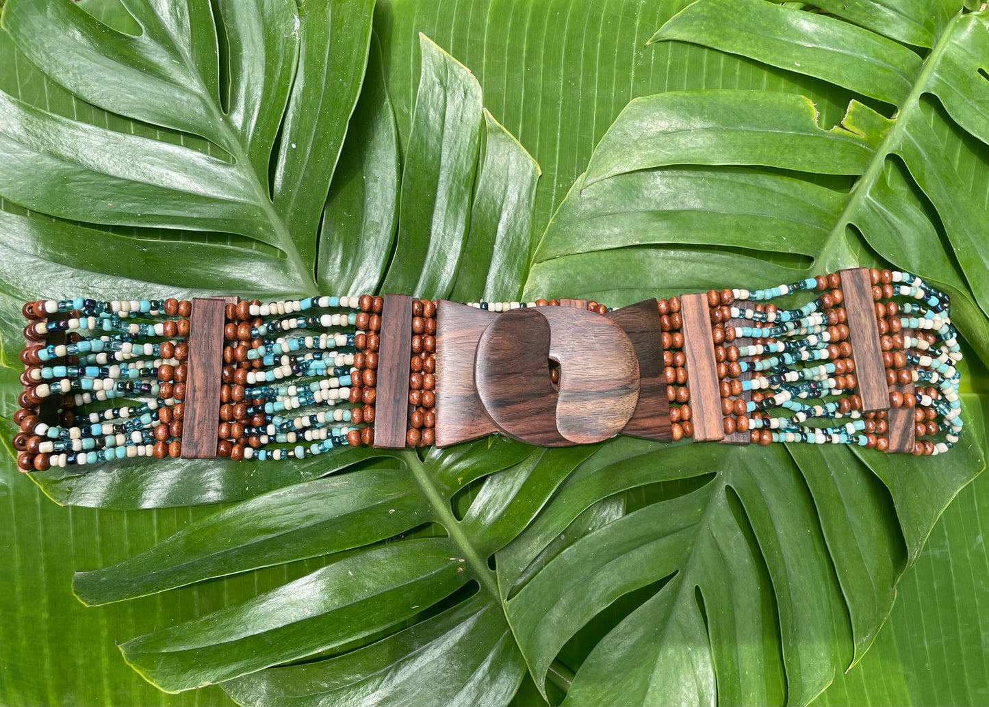 Ceinture Multi couleur en Perles et Bois – Élégance Artisanale - Fait main